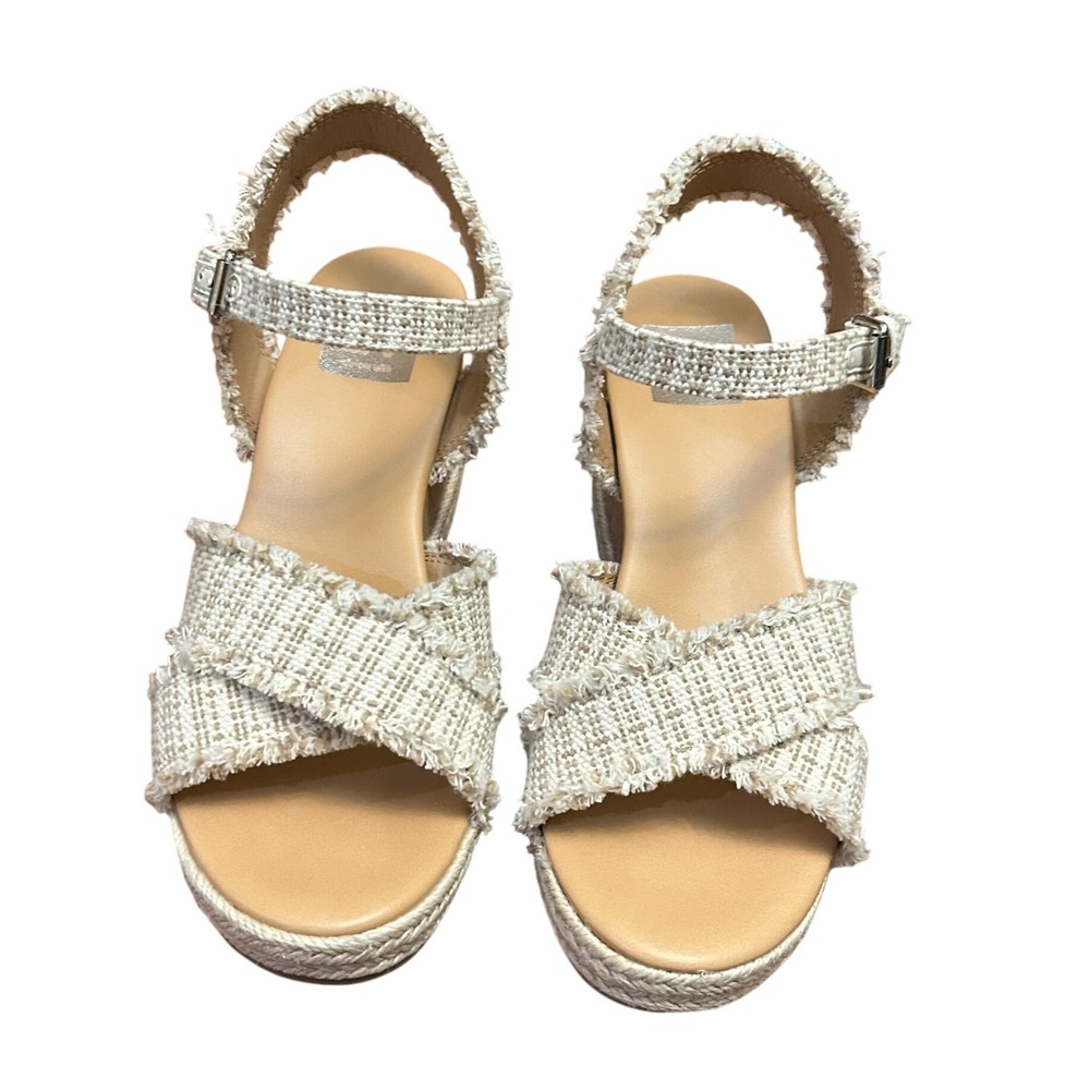 Dolce Vita Edonna Women's Wedge Sandals‎ Ankle Strap Espadrille Cream Size 8